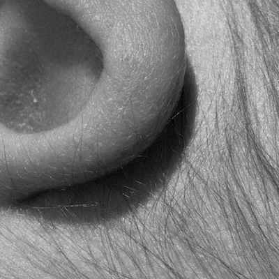 Ear in black and white