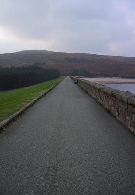 the top of the dam in the slient valley, mourne mountains.